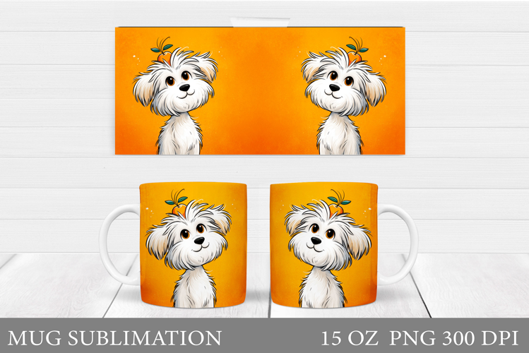 Cute Dog Mug Sublimation. Funny Dog Mug Wrap Design