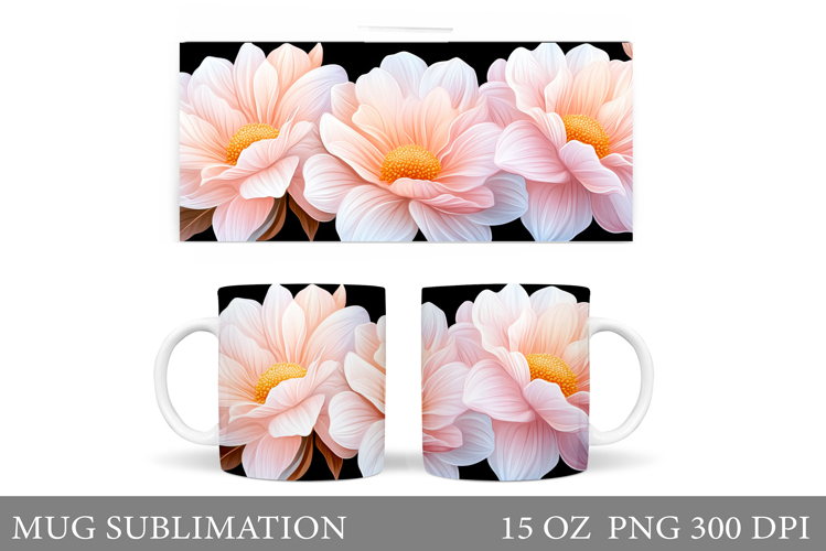 Flowers Mug Wrap Design. Flowers Sublimation