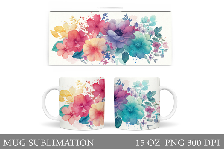 Flowers Mug Sublimation. Wildflowers Mug Design