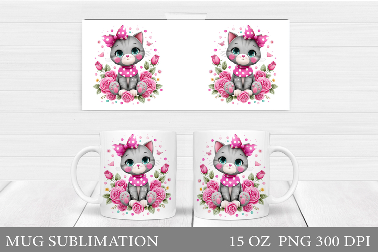 Cute Cat Mug Design. Cute Cat Sublimation