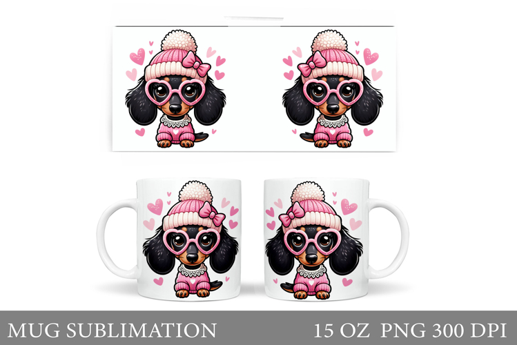 Cute Dog Mug Sublimation. Cute Dachshund Sublimation