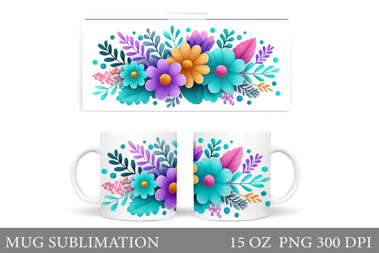 Flowers Mug Sublimation. Wildflowers Mug Design