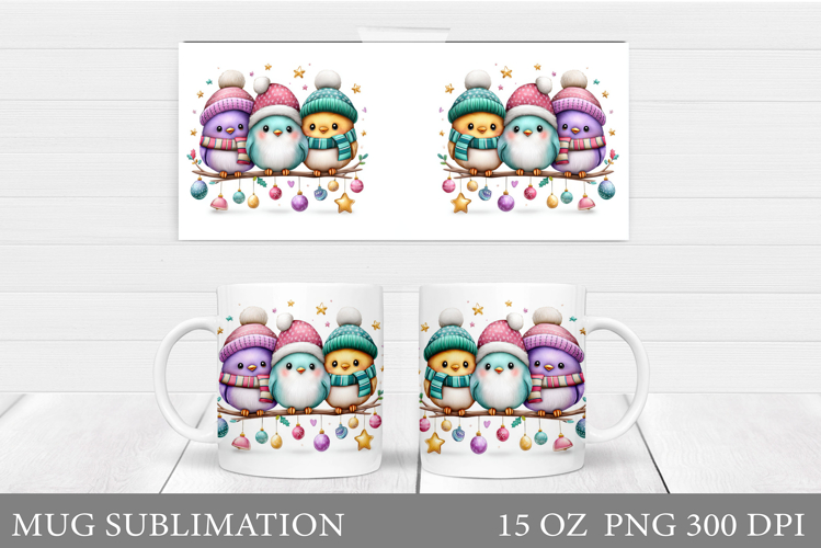 Christmas Bird Mug Design. Christmas Mug Sublimation
