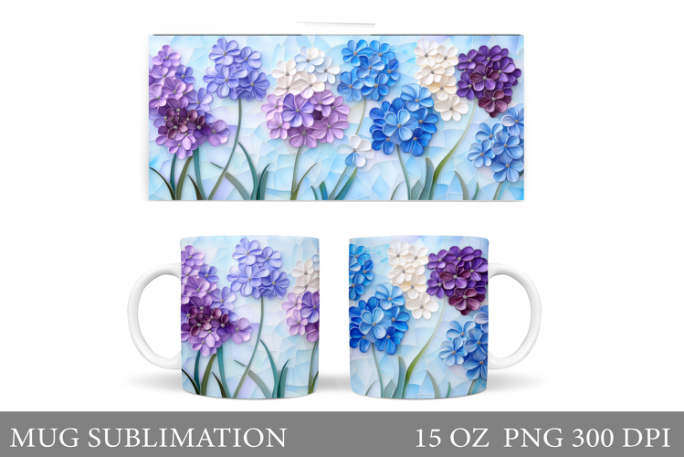 Flowers Mug Sublimation. Floral Mug Wrap Design