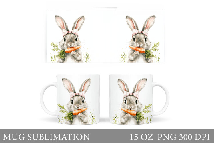 Cute Bunny Mug Design. Cute Bunny Sublimation example image 1