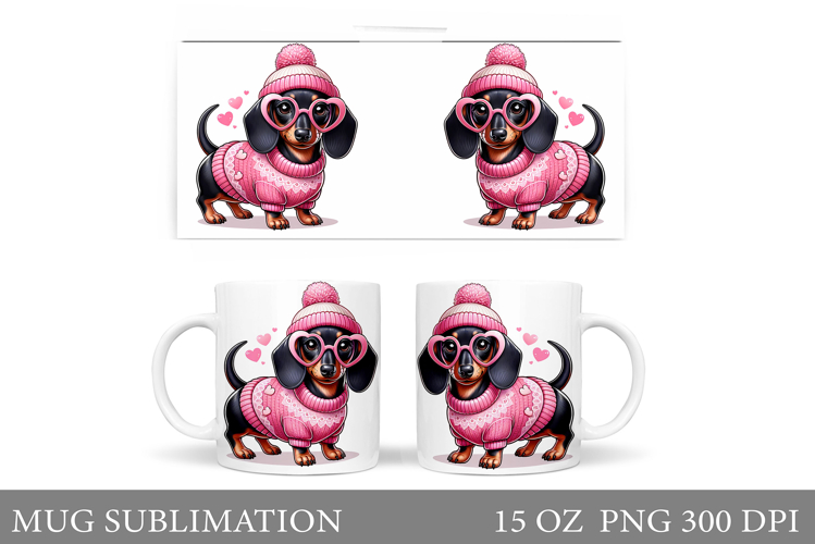 Cute Dachshund Mug Sublimation. Cute Dog Sublimation