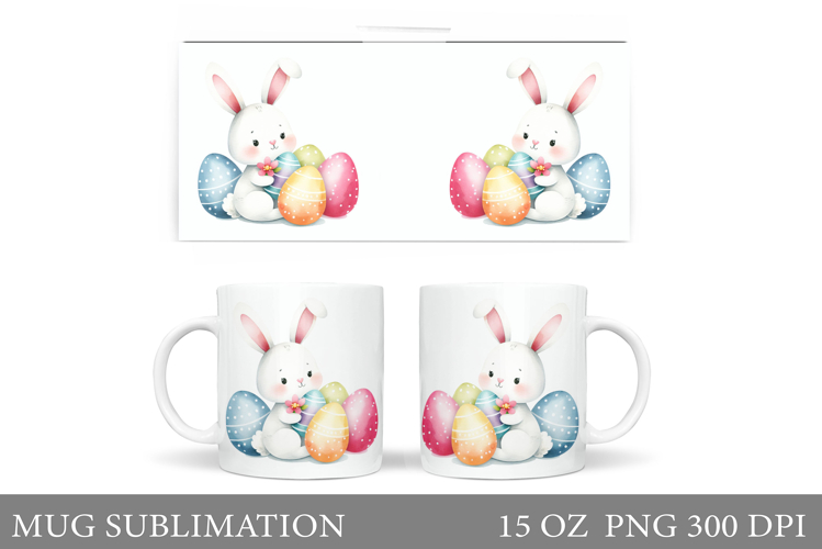 Easter Bunny Mug Design. Bunny Easter Mug Wrap Sublimation