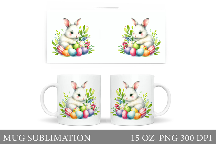 Easter Bunny Mug Design. Easter Mug Wrap Sublimation