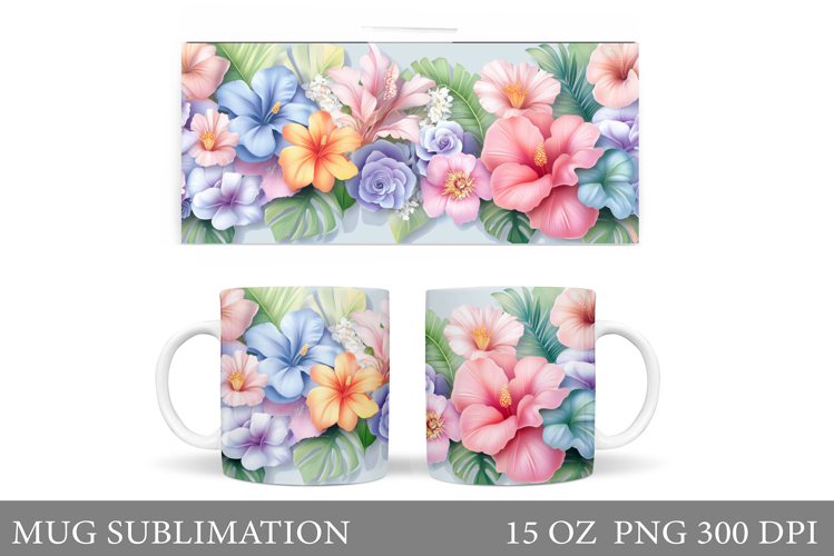 Flowers Mug Wrap Design. Flowers Sublimation