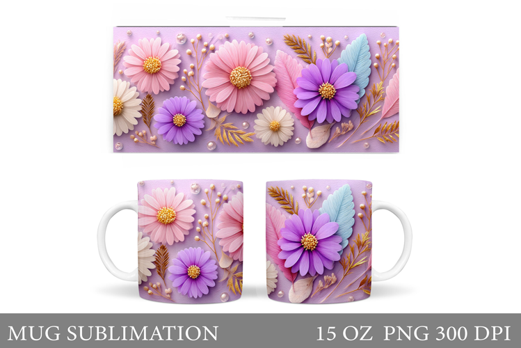 Flowers Mug Sublimation. Wildflowers Mug Design