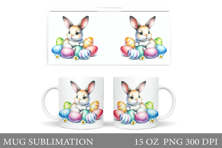 Easter Bunny Mug Design. Easter Mug Wrap Sublimation