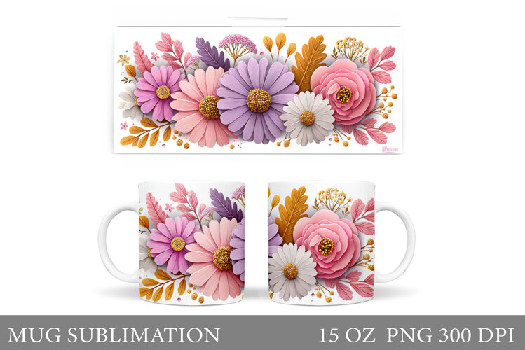 Flowers Mug Sublimation. Wildflowers Mug Design example image 1