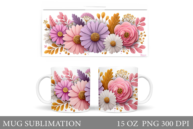 Flowers Mug Sublimation. Wildflowers Mug Design