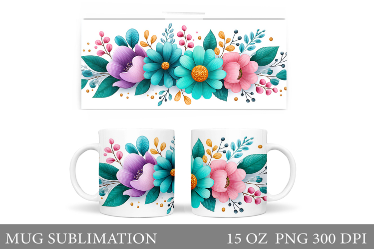 Flowers Mug Sublimation. Wildflowers Mug Design