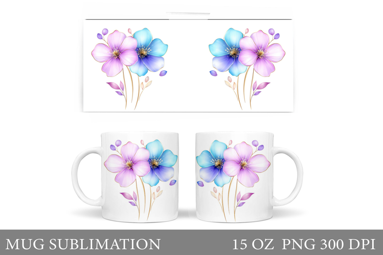 Flowers Mug Wrap Design. Flowers Sublimation