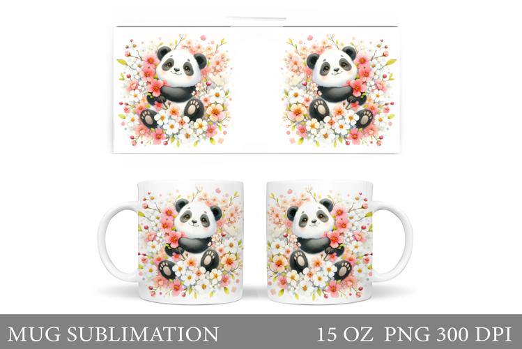 Cute Panda Mug Design. Panda Summer Mug Sublimation