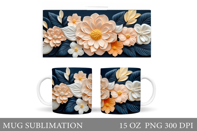 Flowers Mug Wrap Design. Flowers Sublimation