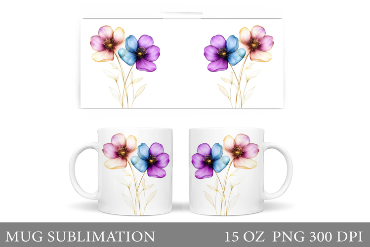 Flowers Mug Design. Floral Mug Sublimation