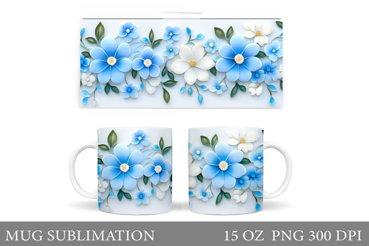 Flowers Mug Wrap Design. Flowers Sublimation