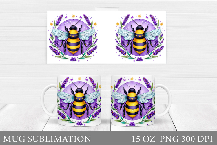 Bee Mug Sublimation. Bee Flowers Mug Design