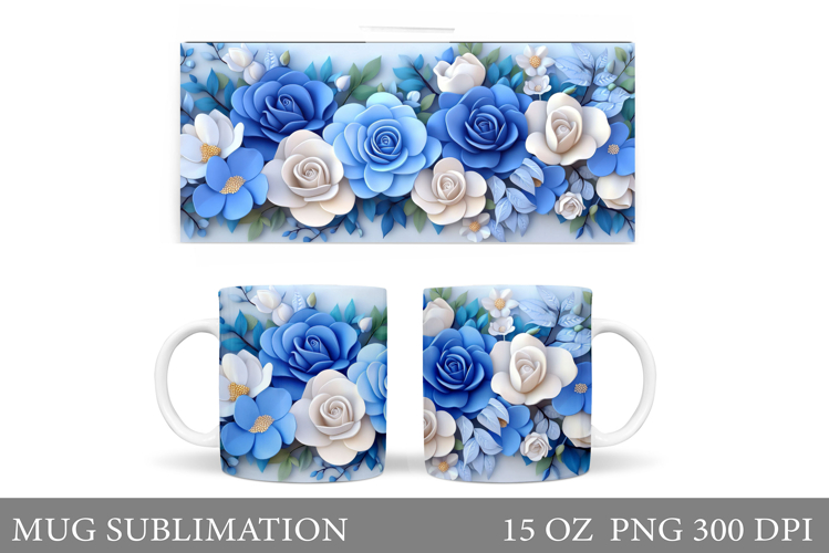 Roses Mug Sublimation. Flowers Mug Wrap Design