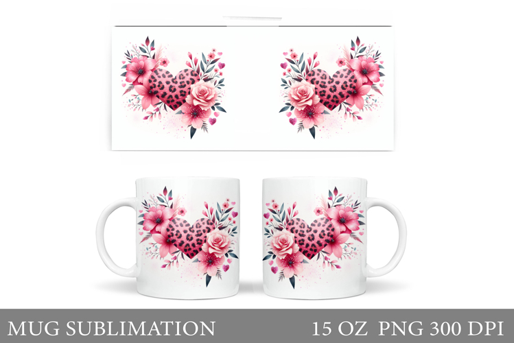Flowers Mug Sublimation. Floral Mug Wrap Design