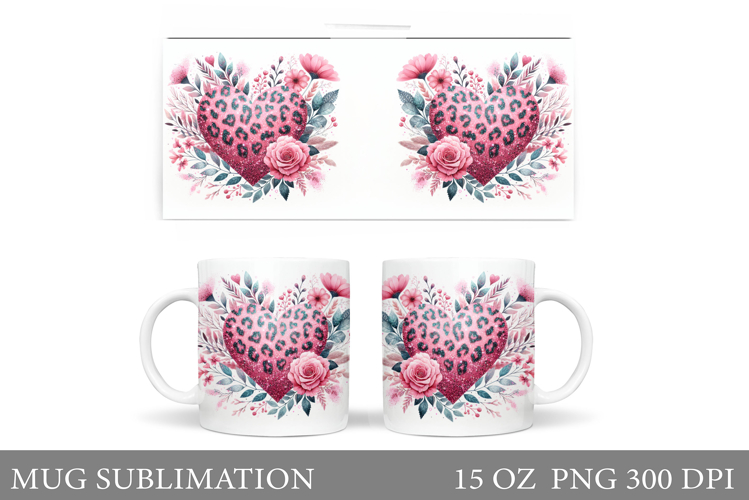 Flowers Mug Sublimation. Floral Mug Wrap Design