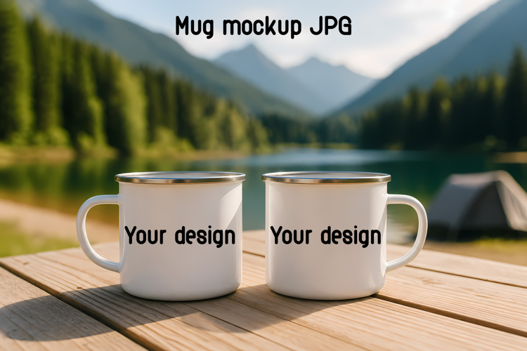 Camping Mug Mockup | Outdoor Coffee Cup JPG