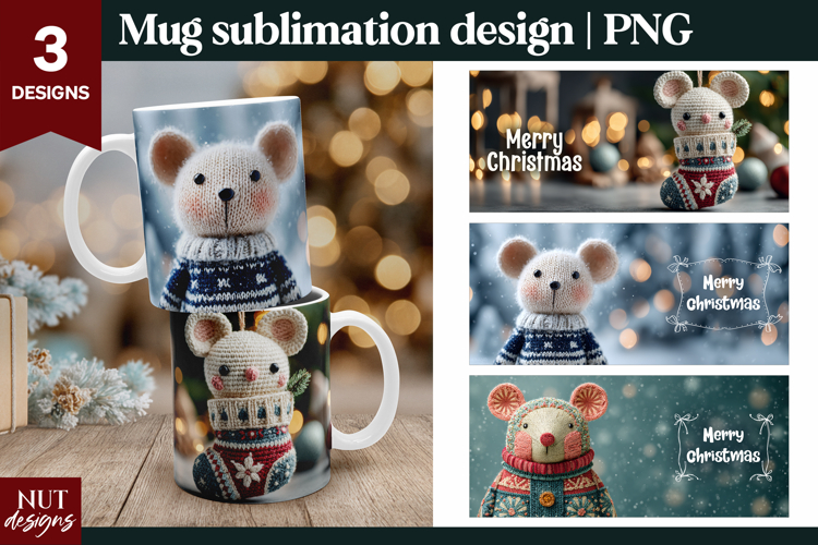 Funny Christmas Mug 15oz Christmas Crochet Mouse Mug Wrap