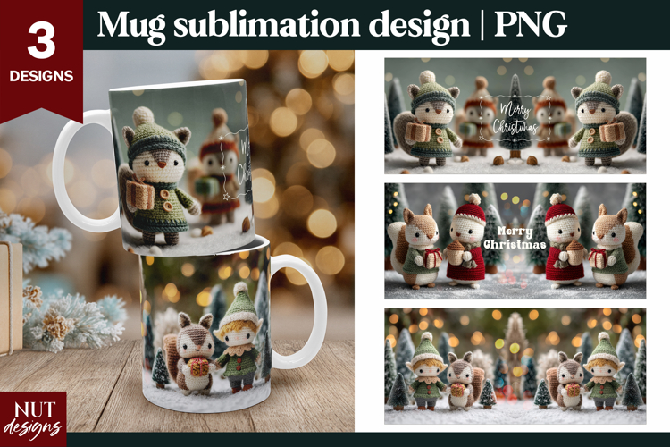 Funny Christmas Mug 15oz Christmas Crochet Squirrel Mug Wrap