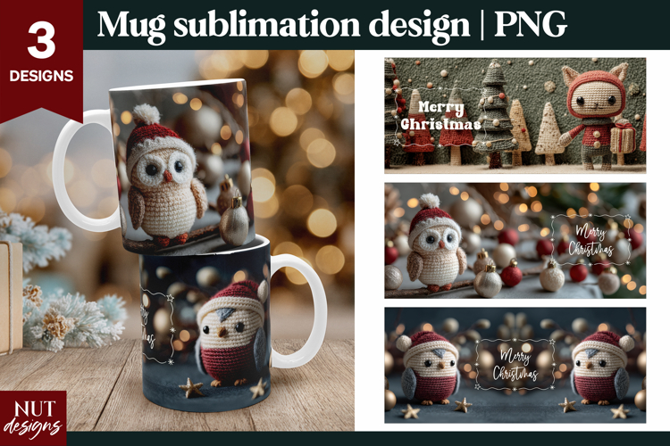 Funny Christmas Mug wrap Crochet Christmas Mug sublimation