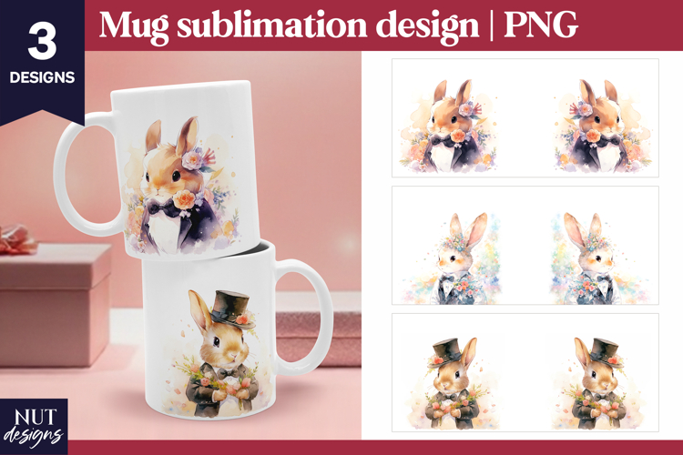 Floral Bunny Mug Wedding Bunny boy Valentines Mug