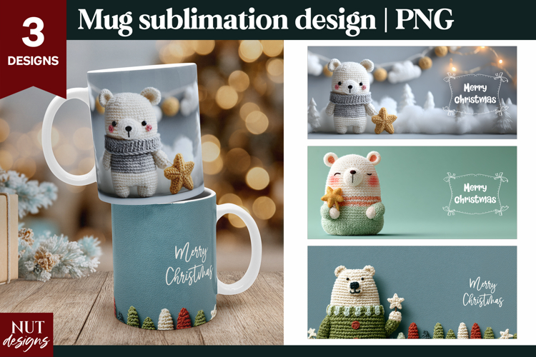 Funny Christmas Mug 15oz Christmas Crochet Bear Mug Wrap