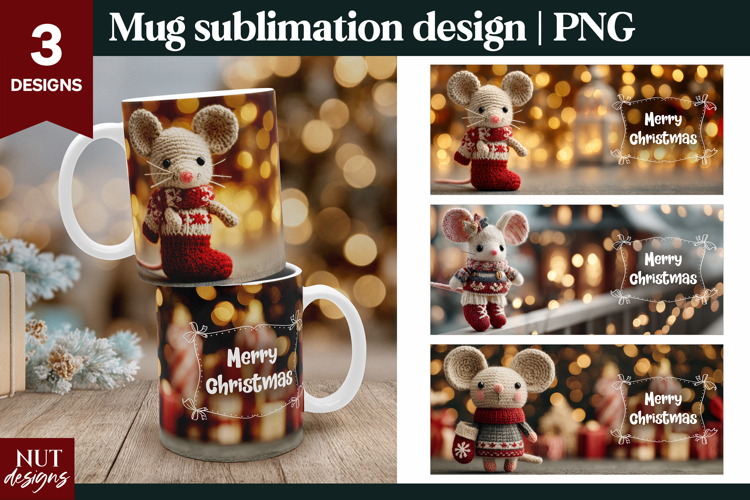 Funny Christmas Mug 15oz Christmas Crochet Mouse Mug Wrap