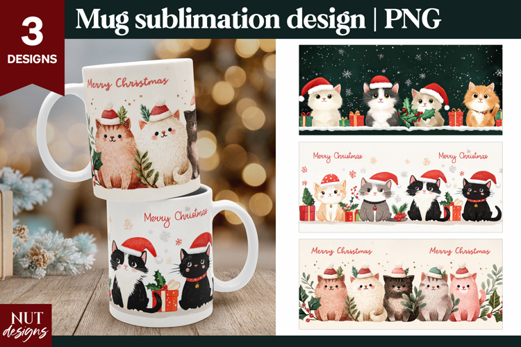 Funny Christmas Mug designs Pop art Christmas cats 15oz mug