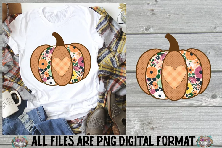 Fall Heart Pumpkin Sublimation Design