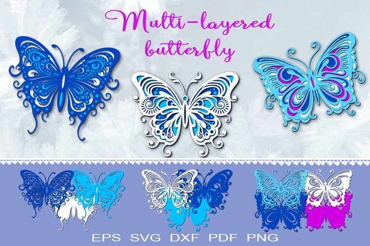 Multilayer Butterflies.Cricut File.Craft. example image 1