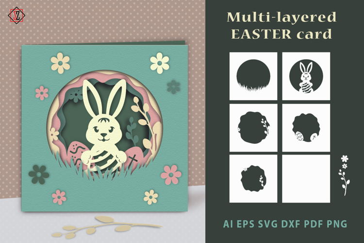 Easter multi-layered postcard / SVG