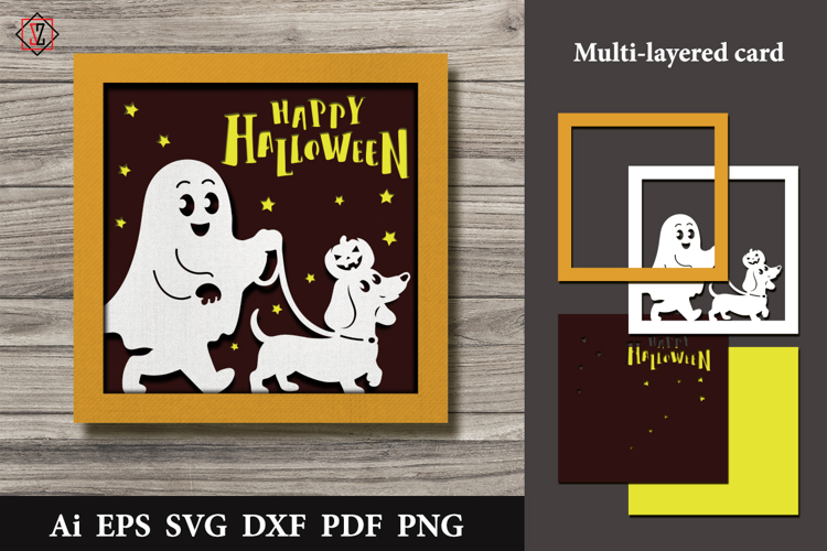 Multi-layered Halloween card. Cut file