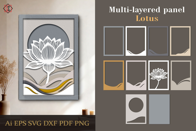 Layered Panel Lotus 3D Paper Cut Art