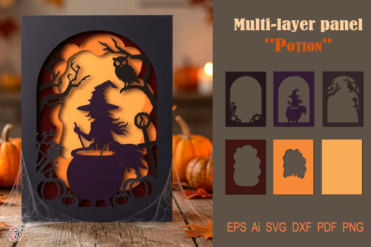 Layered Halloween Panel Potion | Cutting File