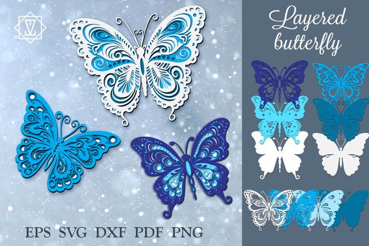 Multilayer Butterflies.Cricut File.Craft. example image 1