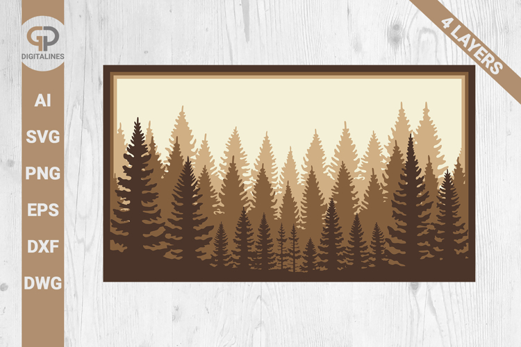 Multilayer Forest SVG Pine Trees SVG