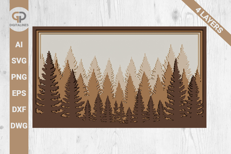 Multilayer Forest SVG Pine Trees SVG