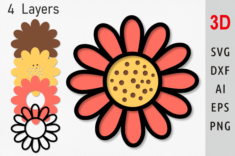 Multilayer marigold laser cut Layered flower svg 3d flower