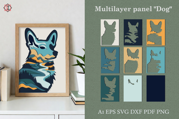 Multi-layered portrait of a dog | SVG Clipping