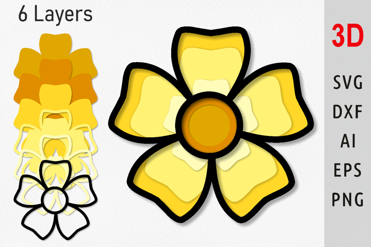 Multilayer primrose flower for cut Layered flower 3d svg