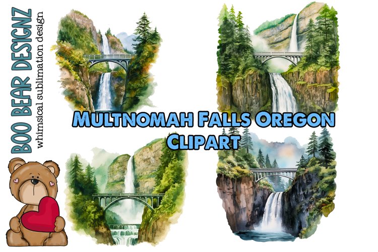 Multnomah Falls Oregon Clipart example image 1