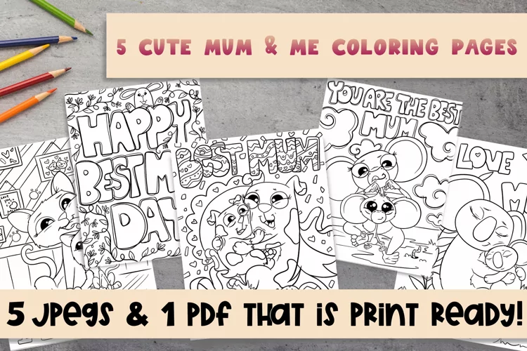 5 Cute Mum & Me Coloring Pages| Mother's Day Coloring pages