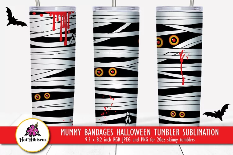 Halloween Tumbler Wrap | Mummy Bandages Tumbler